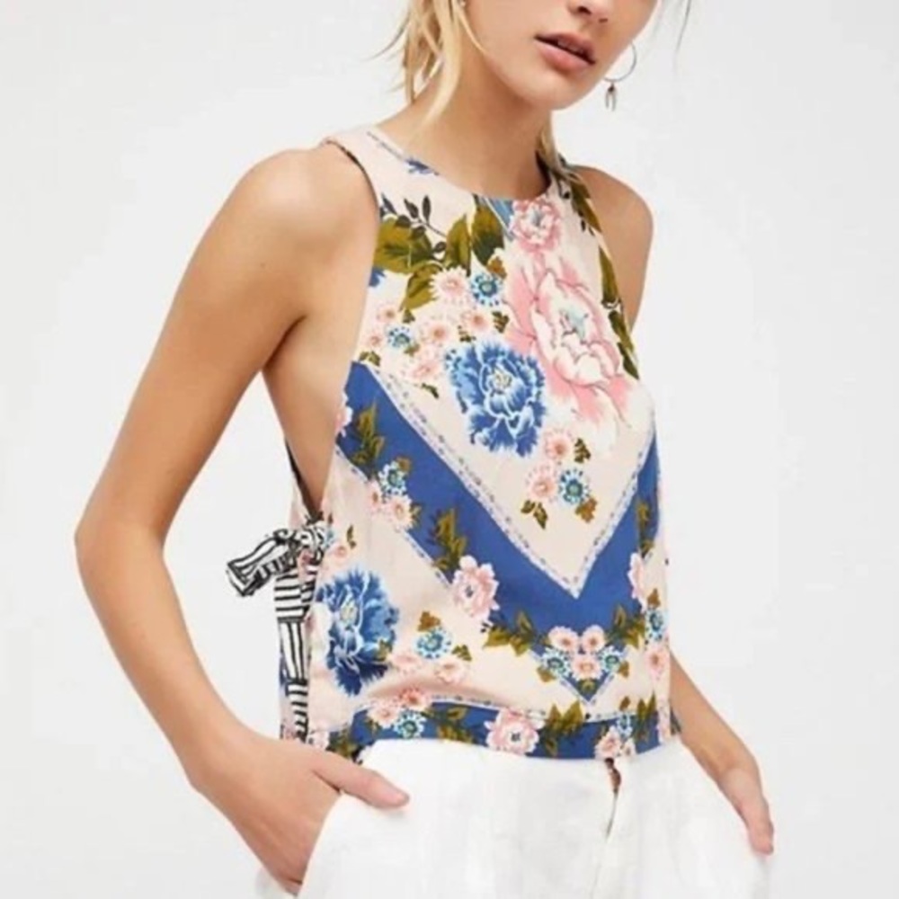 Free people floral side tied shirt